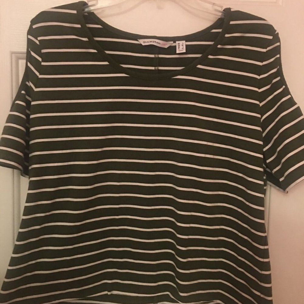Isaac Mizrahi Live! Womens Large Striped Shirt